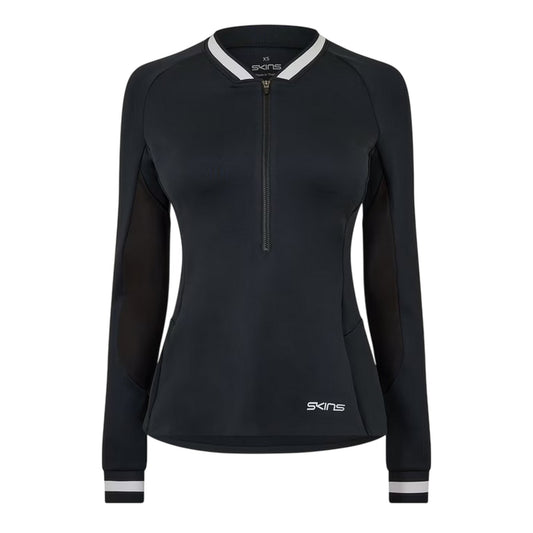 Black - Front - Skins Womens-Ladies Quarter Zip Base Layer Top