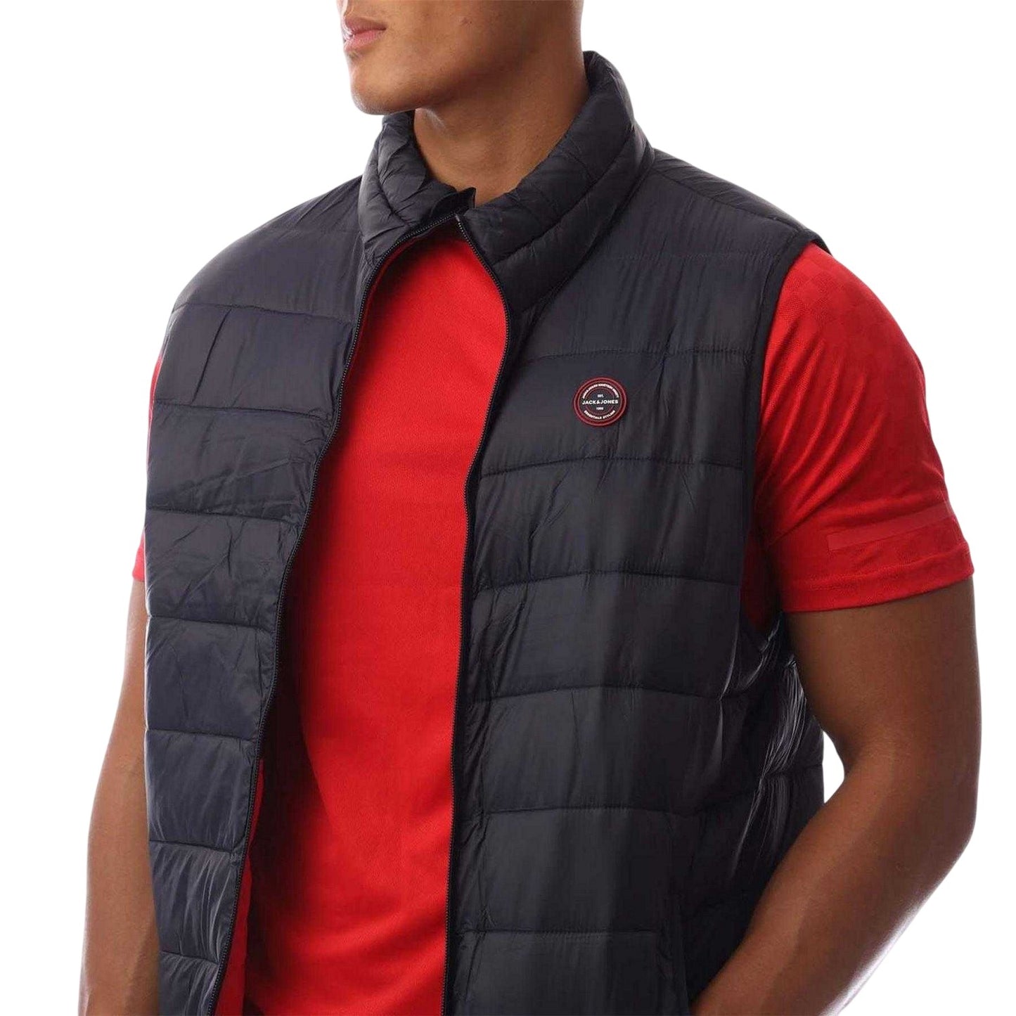 Navy - Side - Jack And Jones Mens Wilson Lightweight Gilet