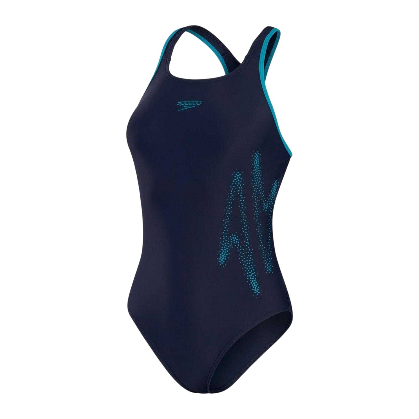 Black-Green - Front - Speedo Womens-Ladies Logo Racerback One Piece Swimsuit