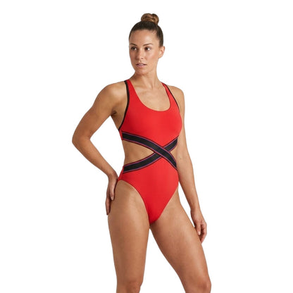 Red - Lifestyle - Speedo Womens-Ladies Cut Out One Piece Swimsuit