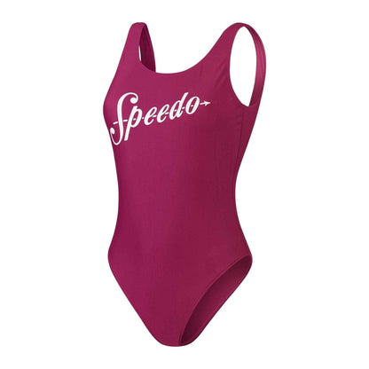 Purple-White - Front - Speedo Womens-Ladies Logo One Piece Swimsuit