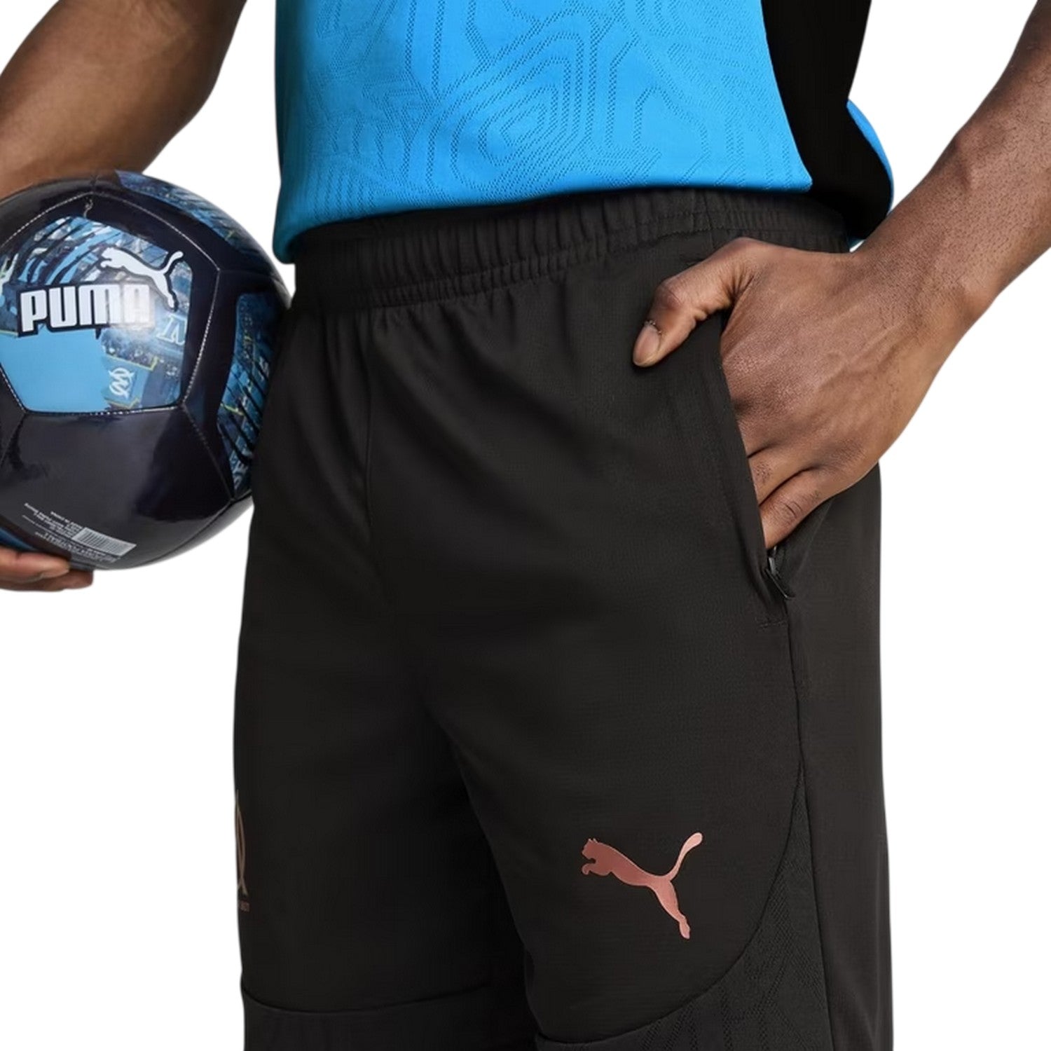 Puma Black - Side - Puma Mens Training Olympique De Marseille FC Football Shorts