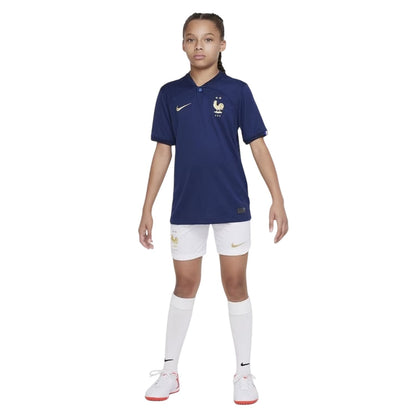 White - Close up - Nike Childrens-Kids 2022-23 France Football Home Shorts