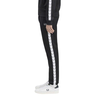 Black-White - Side - Fred Perry Mens Taped Jogging Bottoms