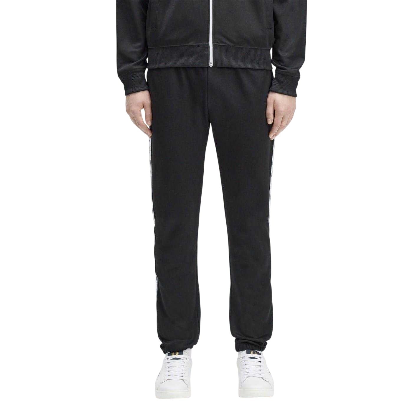 Black-White - Lifestyle - Fred Perry Mens Taped Jogging Bottoms
