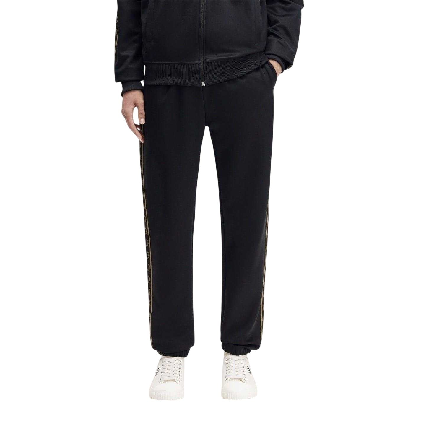 Black - Lifestyle - Fred Perry Mens Taped Jogging Bottoms