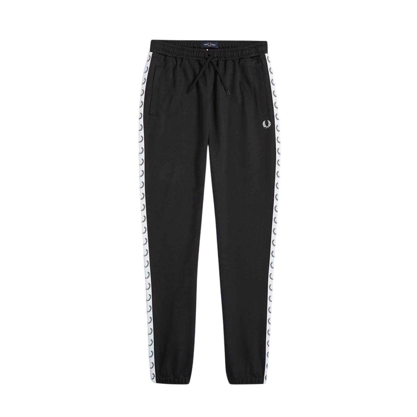 Black-White - Front - Fred Perry Mens Taped Jogging Bottoms