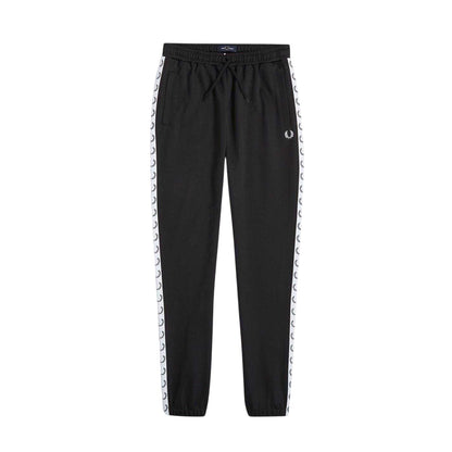 Black-White - Front - Fred Perry Mens Taped Jogging Bottoms
