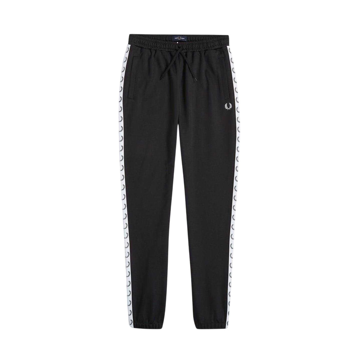 Black-White - Front - Fred Perry Mens Taped Jogging Bottoms