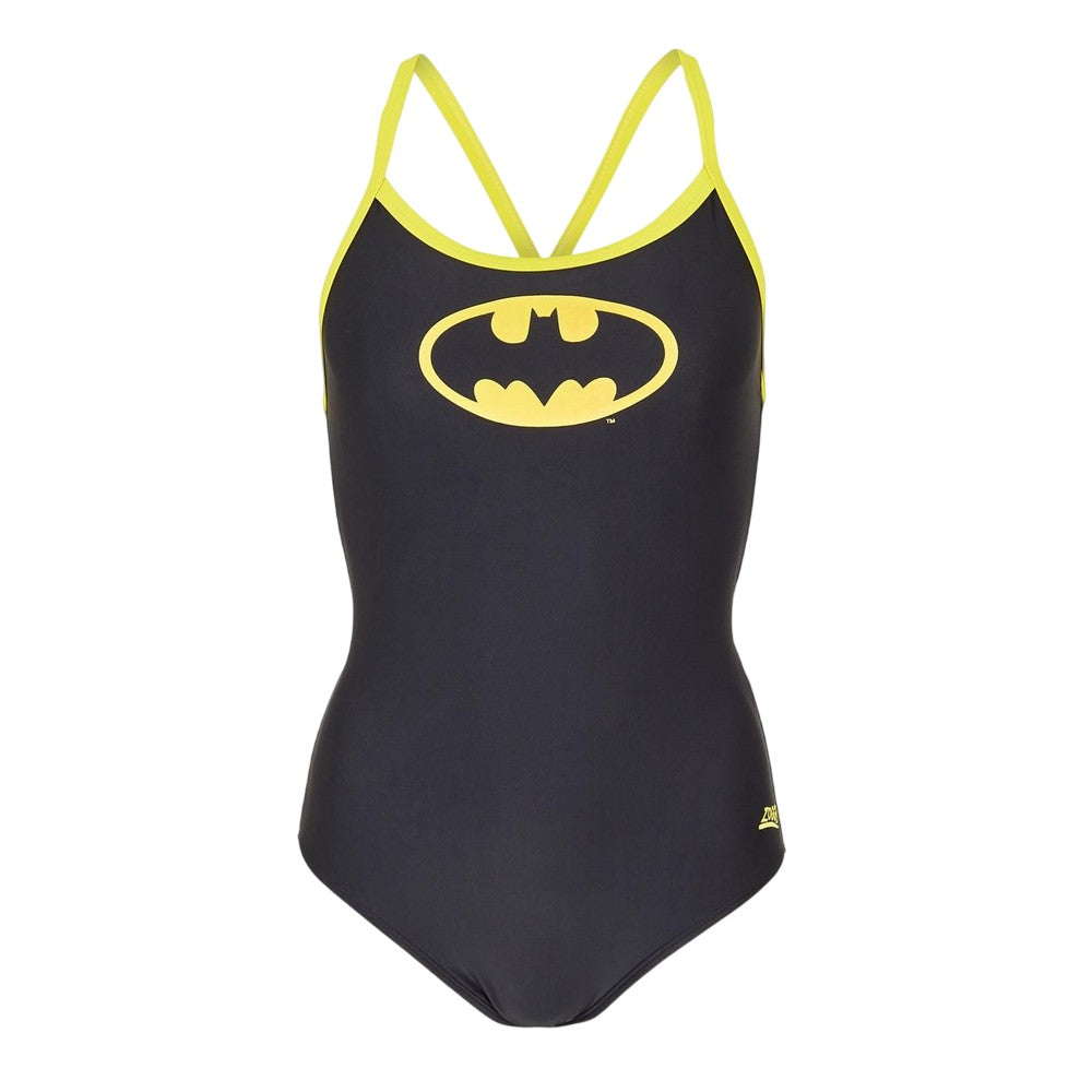 Black - Front - Batman Womens-Ladies Sprintback One Piece Swimsuit