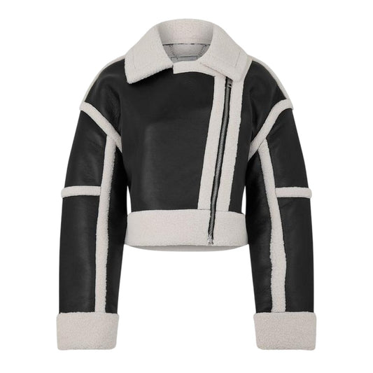 Black - Front - Jack Wills Womens-Ladies Borg Trim Relaxed Fit Jacket