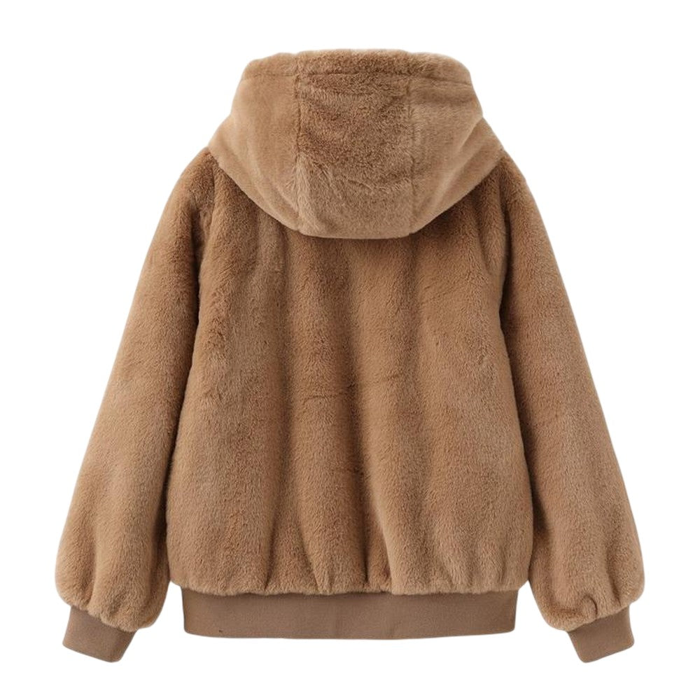 Brown - Back - Firetrap Childrens-Kids Plush Jacket