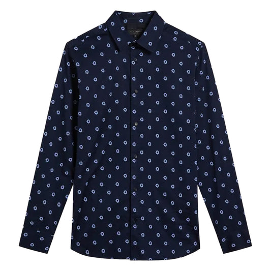 Navy - Front - Ted Baker Mens KYME Ditsy Floral Long-Sleeved Shirt