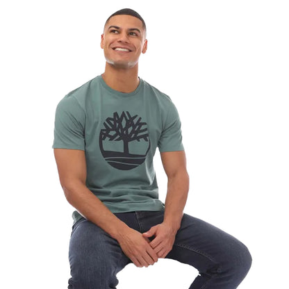 Teal - Side - Timberland Mens Kennebec River Tree Logo T-Shirt