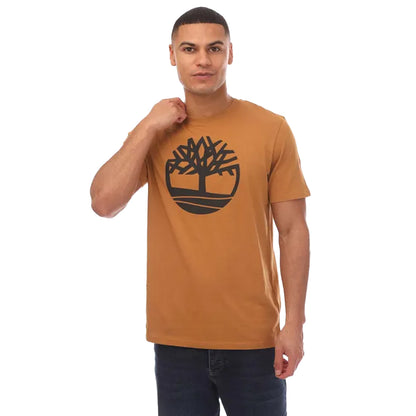 Wheat - Front - Timberland Mens Kennebec River Tree Logo T-Shirt