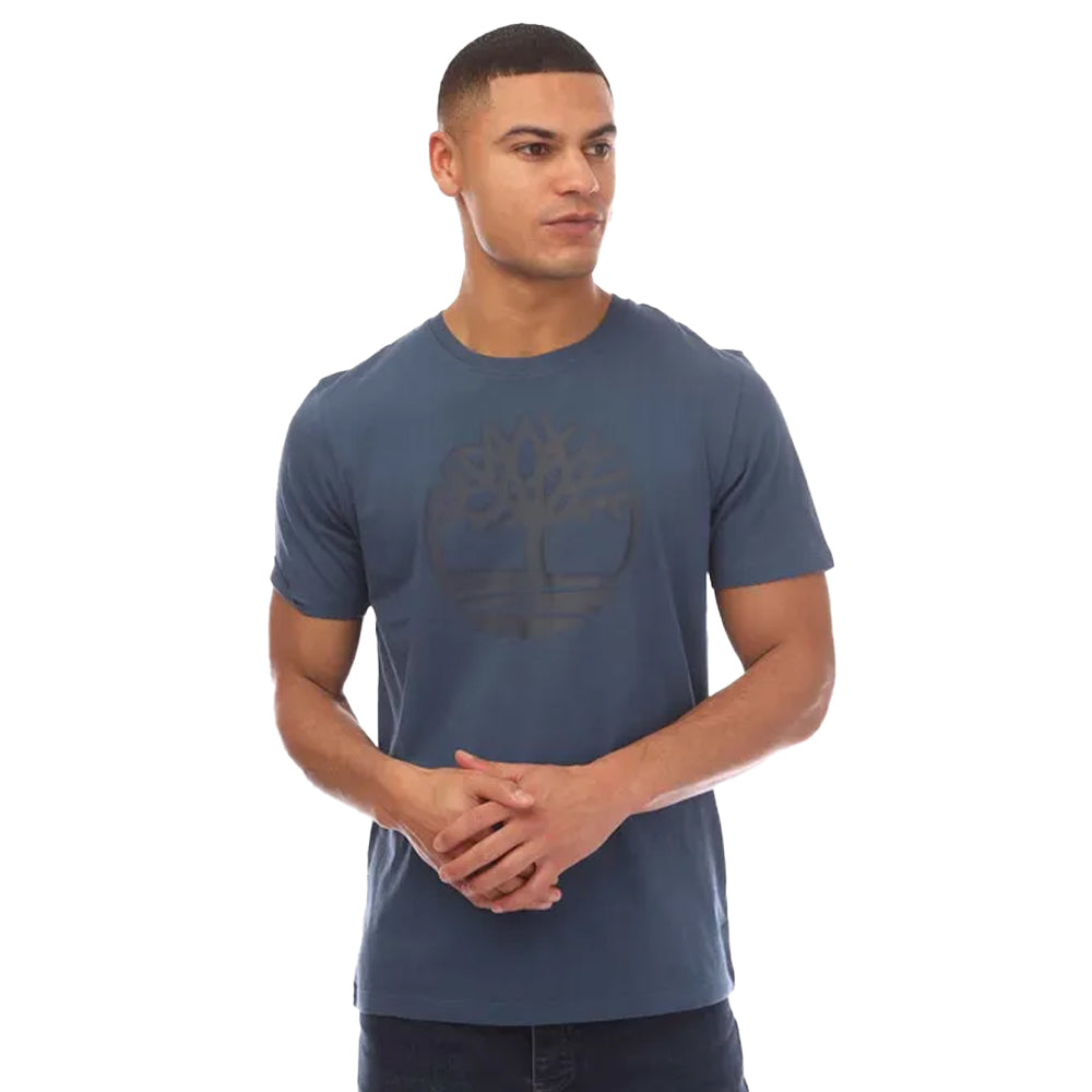 Denim - Front - Timberland Mens Kennebec River Tree Logo T-Shirt