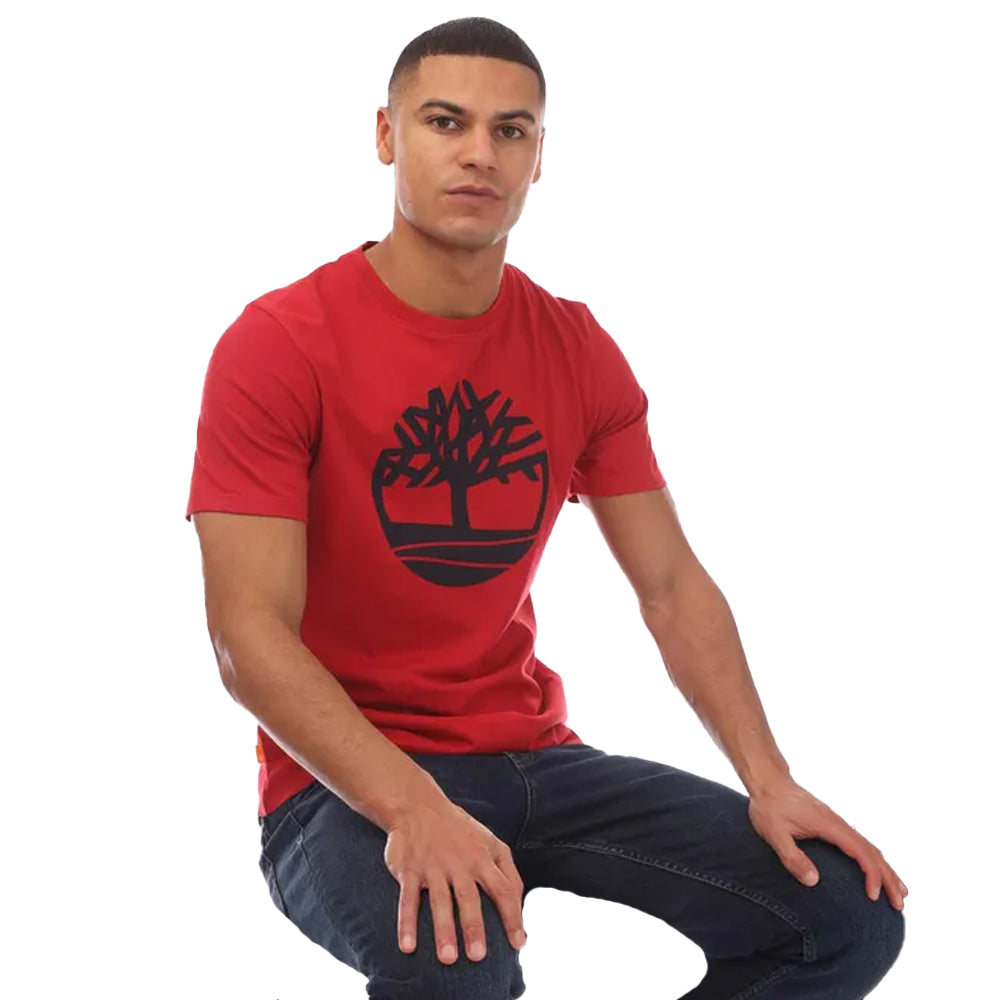 Red - Side - Timberland Mens Kennebec River Tree Logo T-Shirt