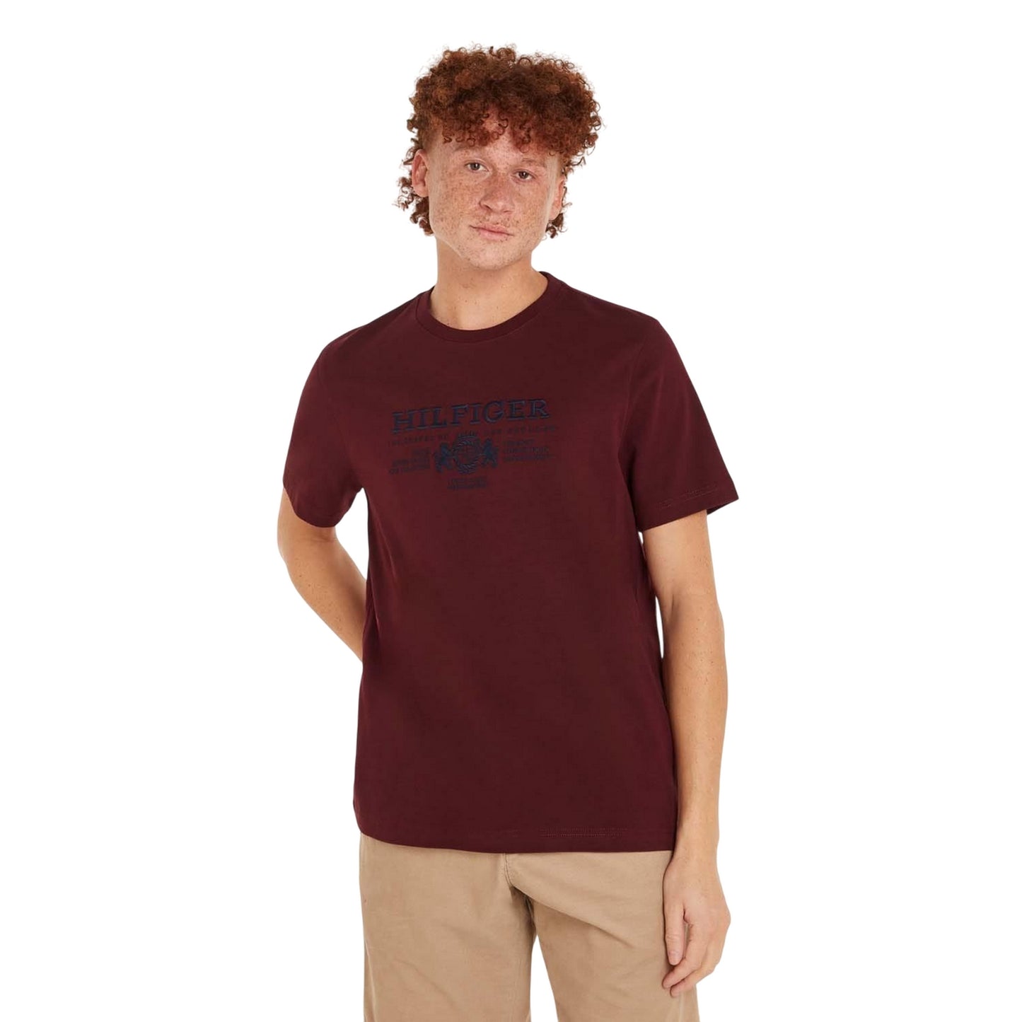 Purple - Front - Tommy Hilfiger Mens Embroidered Logo T-Shirt