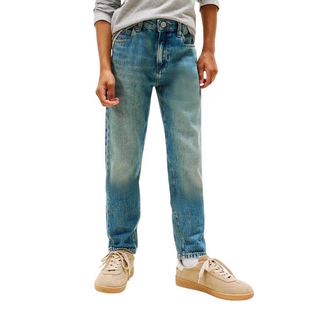 Blue - Side - Tommy Hilfiger Childrens-Kids Modern Denim Straight Jeans
