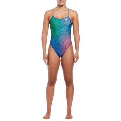 Multicoloured - Side - Nike Womens-Ladies Swim Hydra Cut Out One Piece Swimsuit
