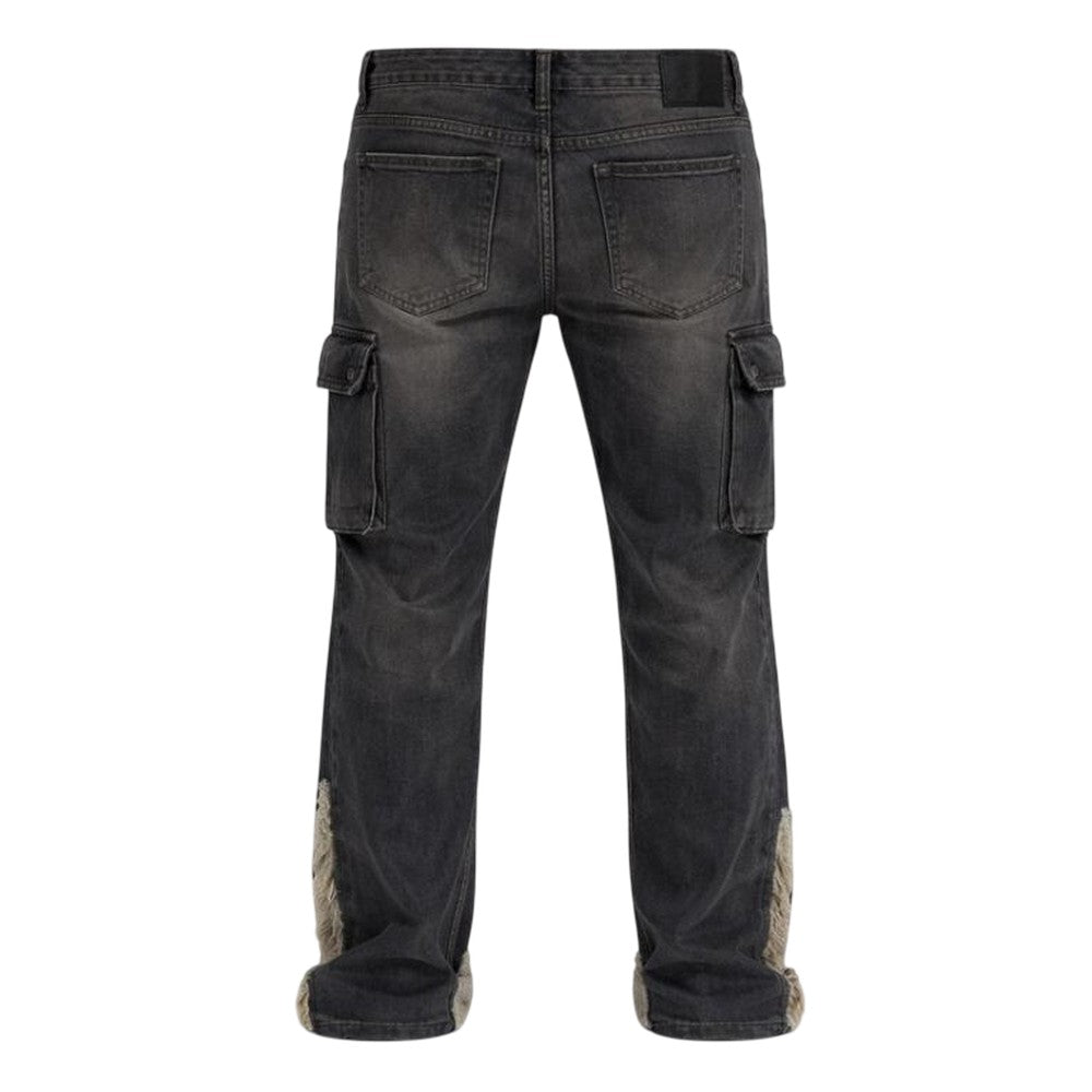 Black Wash - Back - Firetrap Mens Denim Slim Cargo Jeans