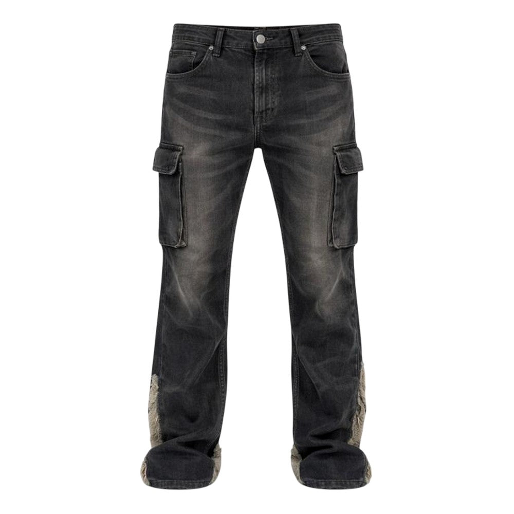 Black Wash - Front - Firetrap Mens Denim Slim Cargo Jeans