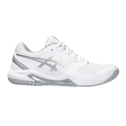 White-Silver - Front - Asics Womens-Ladies Gel Dedicate 8 Tennis Shoes