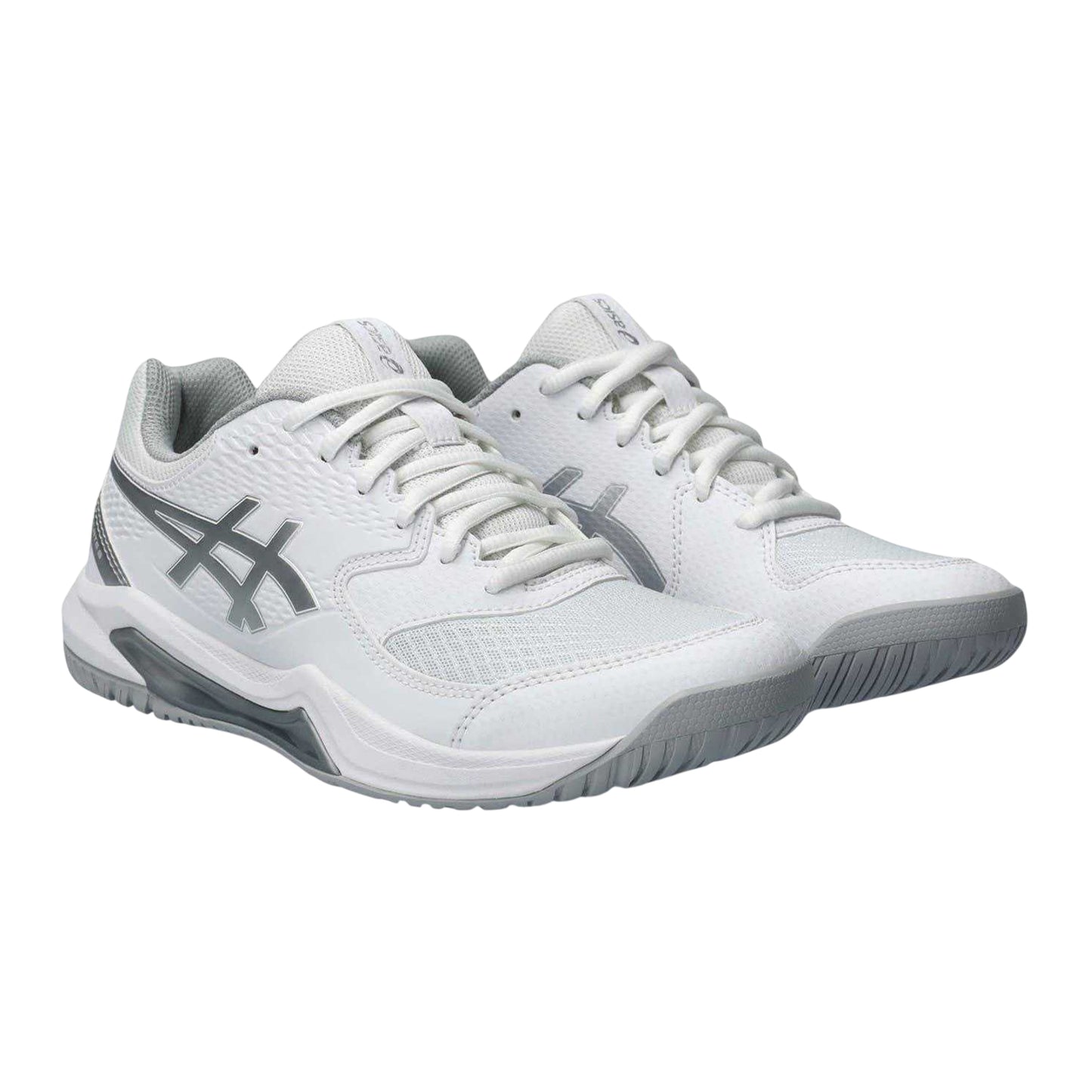 White-Silver - Side - Asics Womens-Ladies Gel Dedicate 8 Tennis Shoes