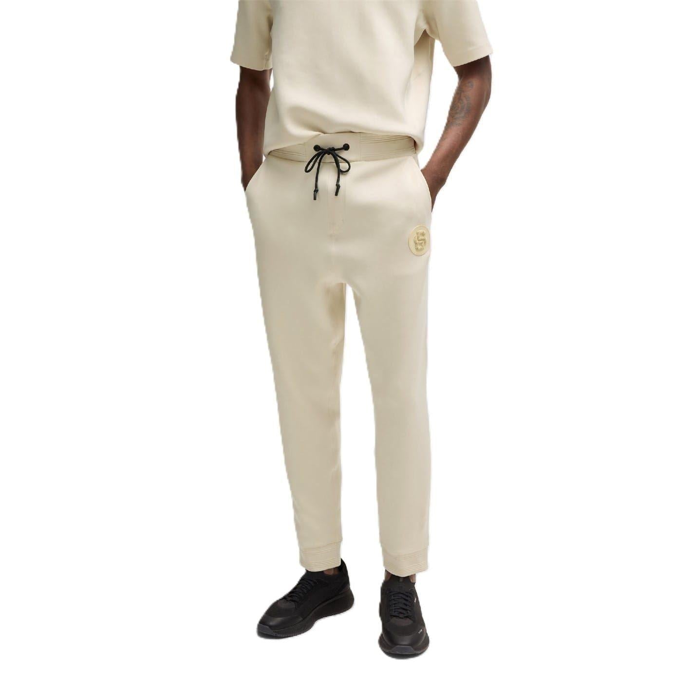 White - Side - Boss Mens Hadiko Tracksuit Bottoms