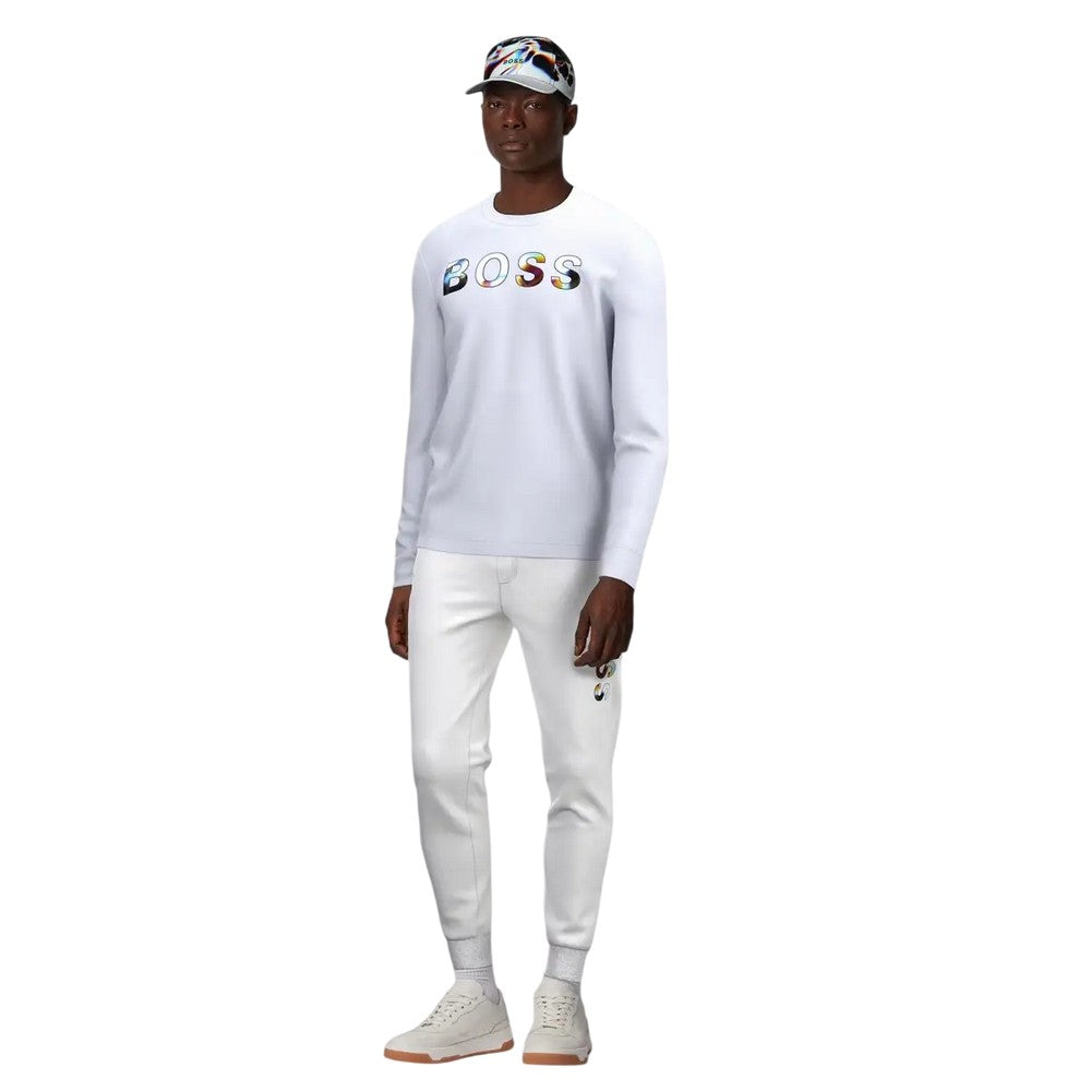 White - Side - Boss Mens SkeDigital Gradient Logo Tracksuit Bottoms