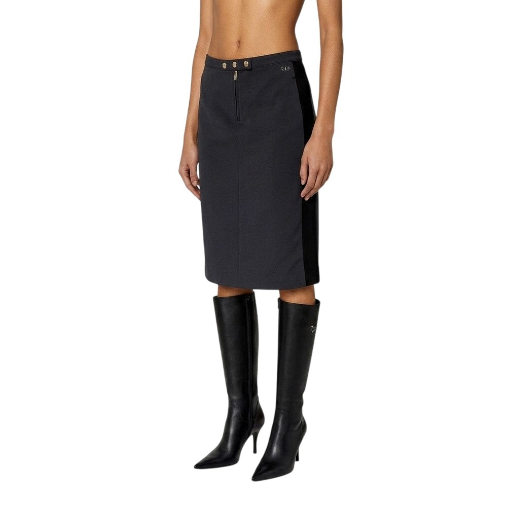 Grey - Side - Diesel Womens-Ladies Omal Midi Skirt