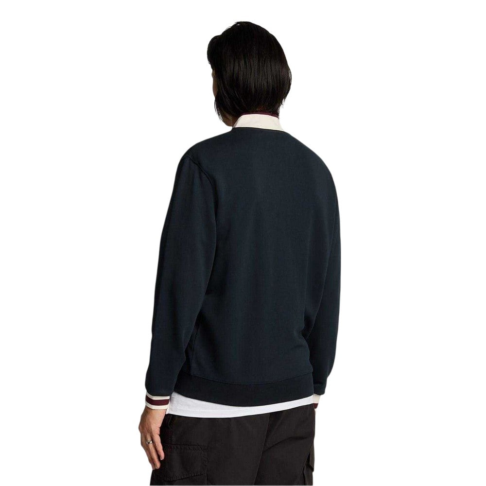 Dark Navy - Back - Lyle & Scott Mens Embroidered Logo Ribbed Cuff Bomber Jacket