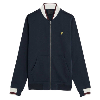 Dark Navy - Front - Lyle & Scott Mens Embroidered Logo Ribbed Cuff Bomber Jacket