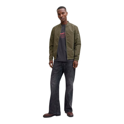 Dusty Olive - Side - Jack And Jones Mens Water Resistant Long-Sleeved Bomber Jacket