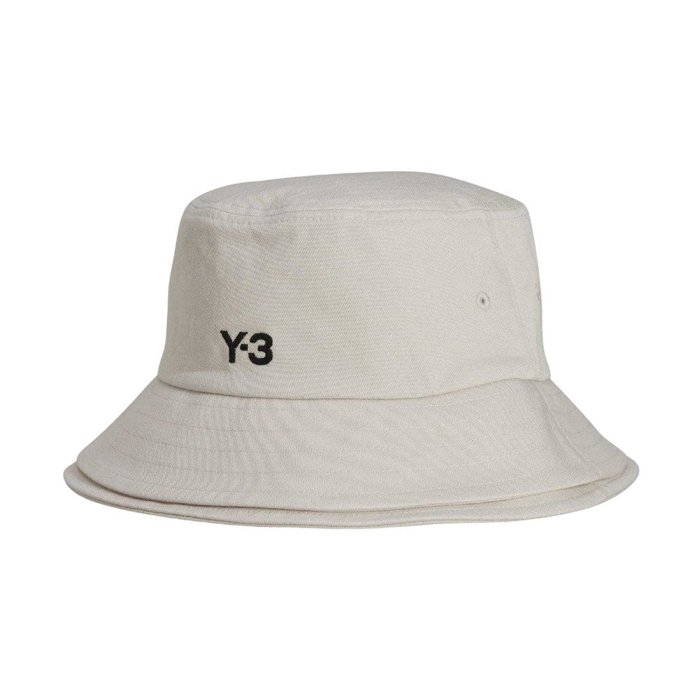 White - Front - Y-3 3 Stripes Cotton Twill Bucket Hat