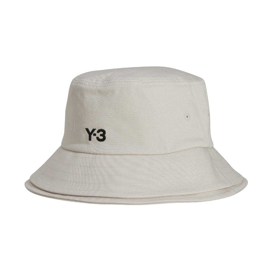 White - Front - Y-3 3 Stripes Cotton Twill Bucket Hat