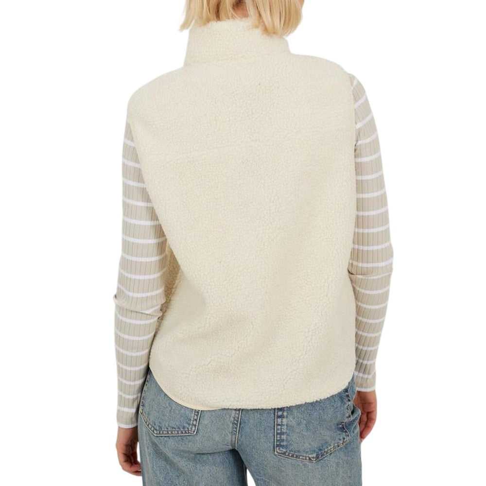 Cream - Back - Brave Soul Womens-Ladies Pocket Sherpa Full Zip Gilet