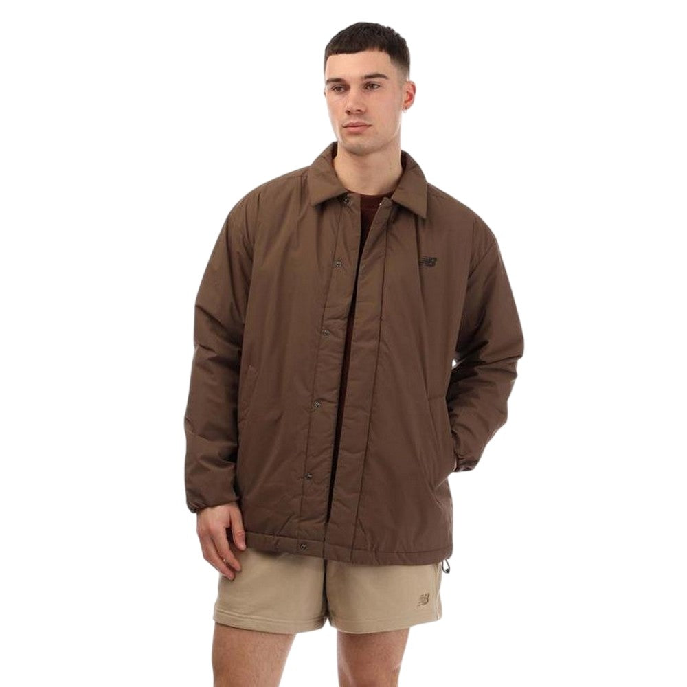Brown - Front - New Balance Mens Recycled Relaxed Fit Coach Jacket