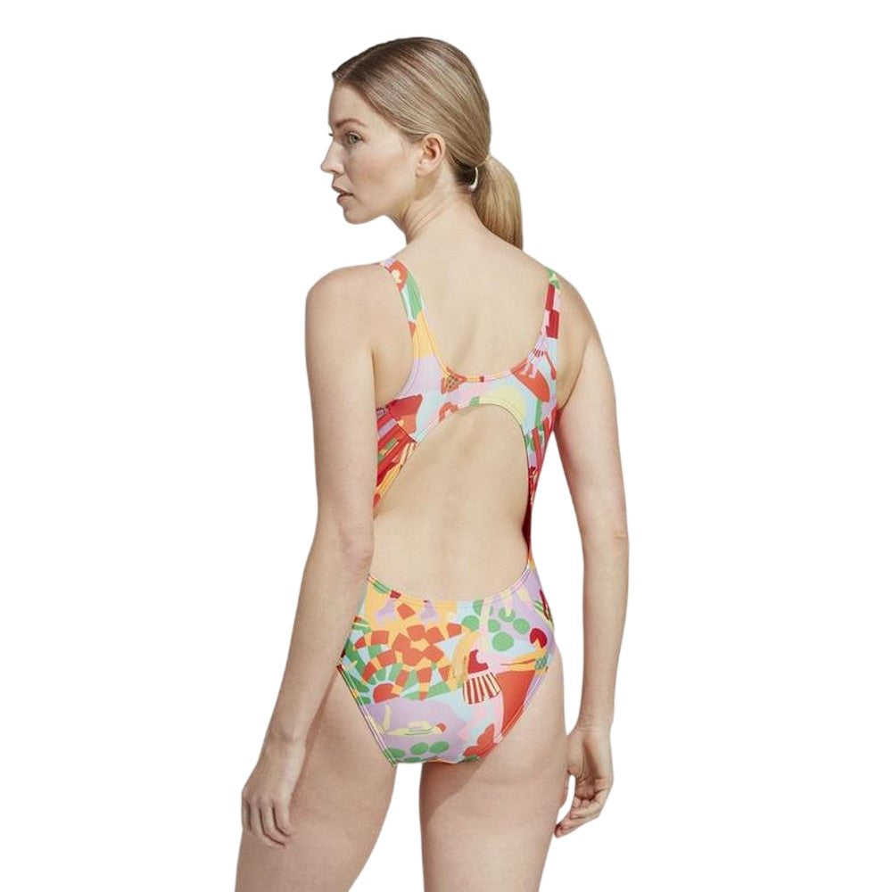 Multicoloured Print - Back - Adidas Womens-Ladies Graphic Farm Printed One Piece Swimsuit