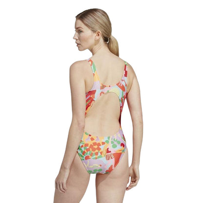 Multicoloured Print - Back - Adidas Womens-Ladies Graphic Farm Printed One Piece Swimsuit