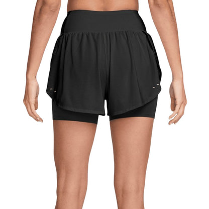 Black - Back - Nike Womens-Ladies Tempo Dri-FIT 2 in 1 Running Shorts