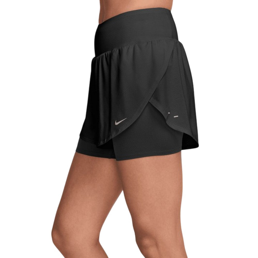 Black - Side - Nike Womens-Ladies Tempo Dri-FIT 2 in 1 Running Shorts