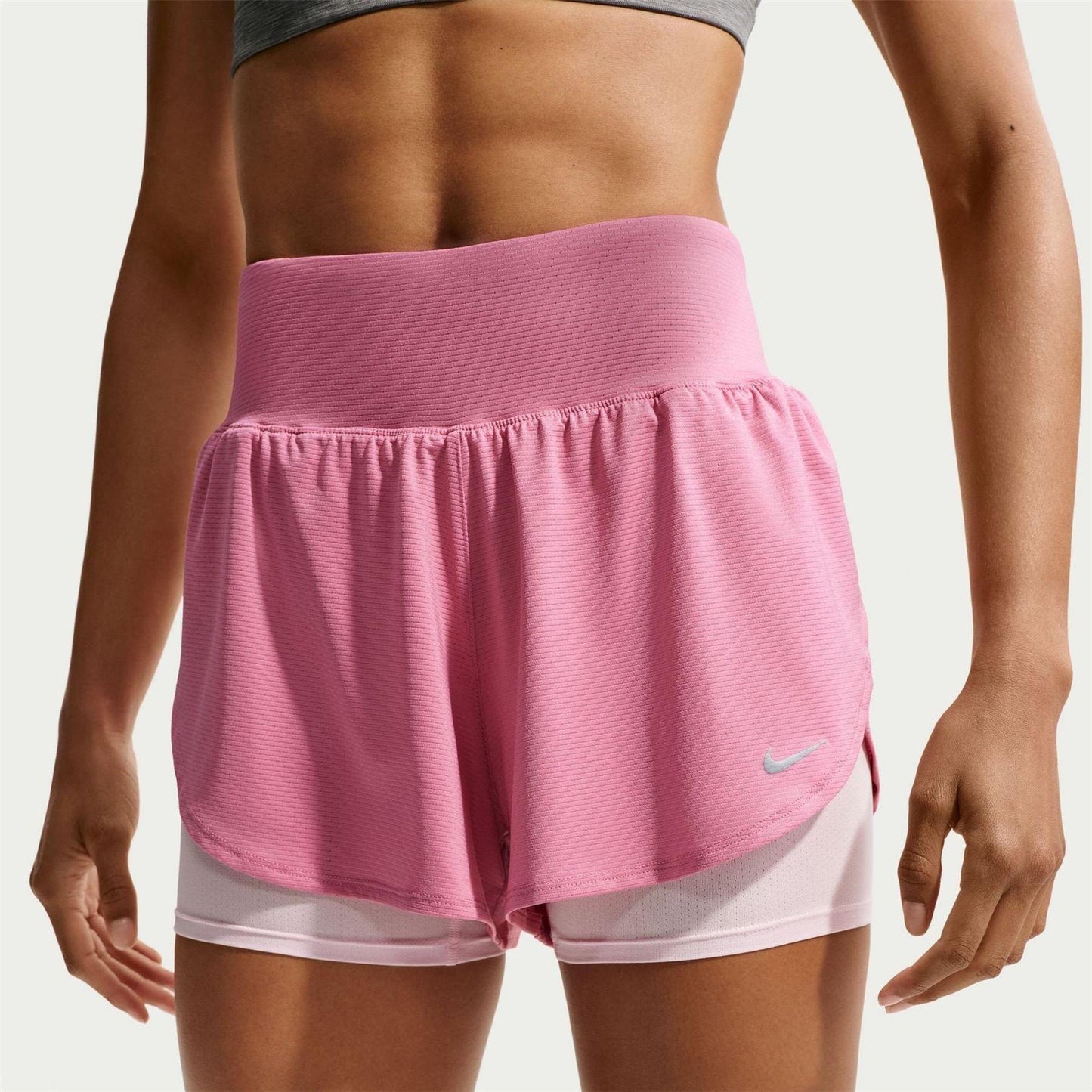 Peony - Front - Nike Womens-Ladies Tempo Dri-FIT 2 in 1 Running Shorts