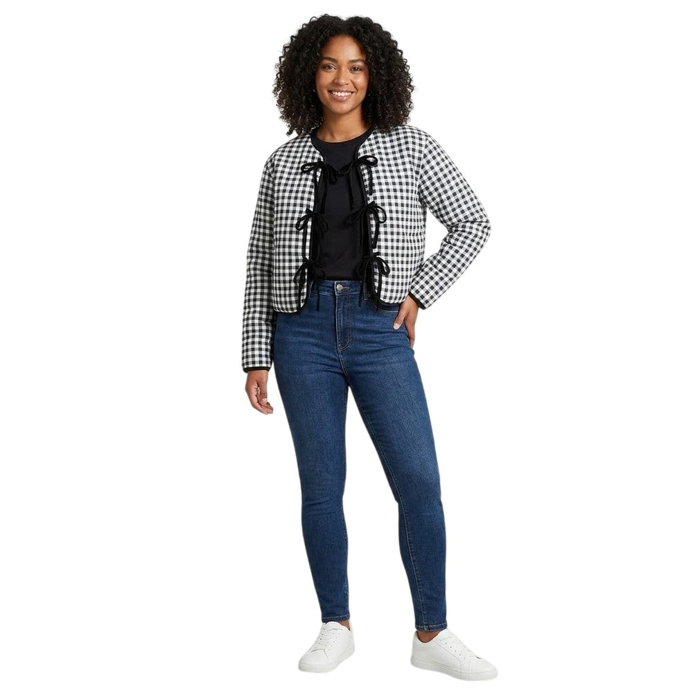 Monochrome - Side - I Saw It First Womens-Ladies Gingham Jacket