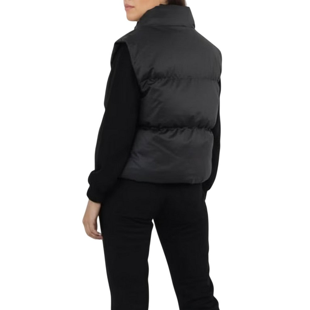 Black - Back - Brave Soul Womens-Ladies Matte High-Neck Gilet
