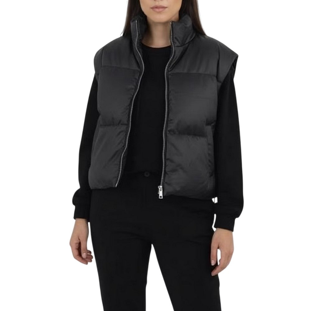 Black - Side - Brave Soul Womens-Ladies Matte High-Neck Gilet
