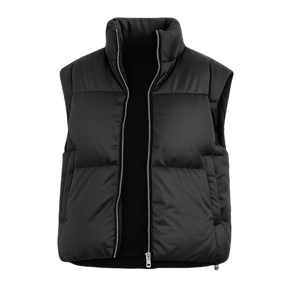 Black - Front - Brave Soul Womens-Ladies Matte High-Neck Gilet