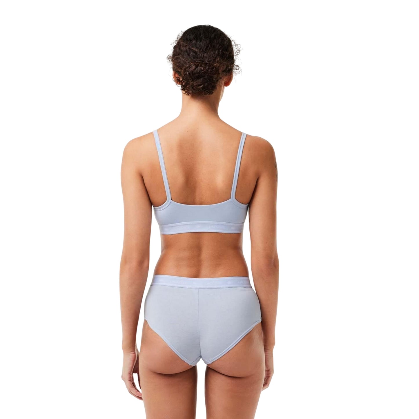Blue - Side - Lacoste Womens-Ladies Logo Cotton Stretch Bralette