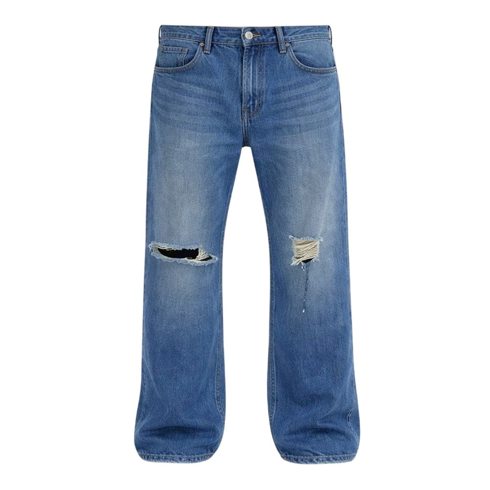 Medium Blue - Front - Firetrap Mens Denim Ripped Jeans