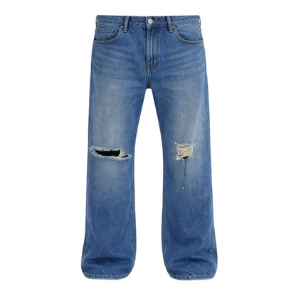 Medium Blue - Front - Firetrap Mens Denim Ripped Jeans